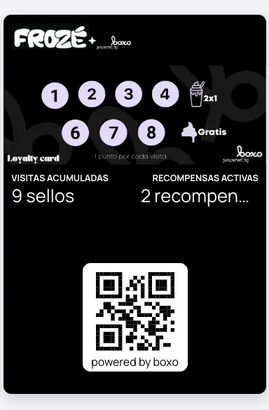 Tarjeta de sellos digital de Boxo para barbería
