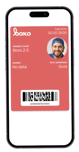 iPhone con tarjeta de membresía roja y foto de miembro